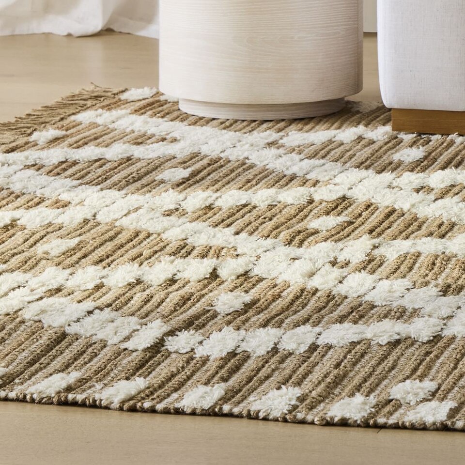 Textured Lattice Wool & Jute Rug West Elm Australia